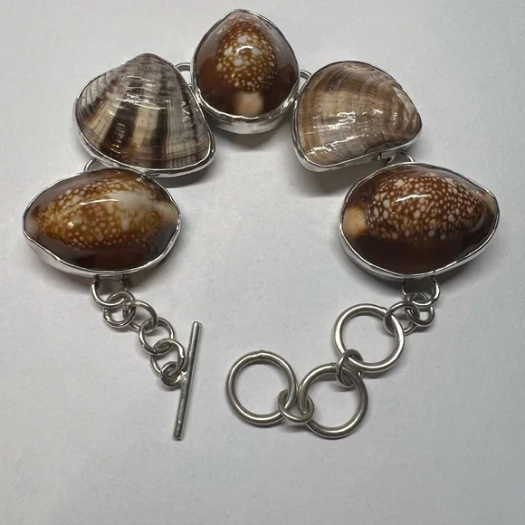 Esperanza 925 Seashell Toggle Bracelet Adjustable 7”-8.5” - Picture 1 of 6